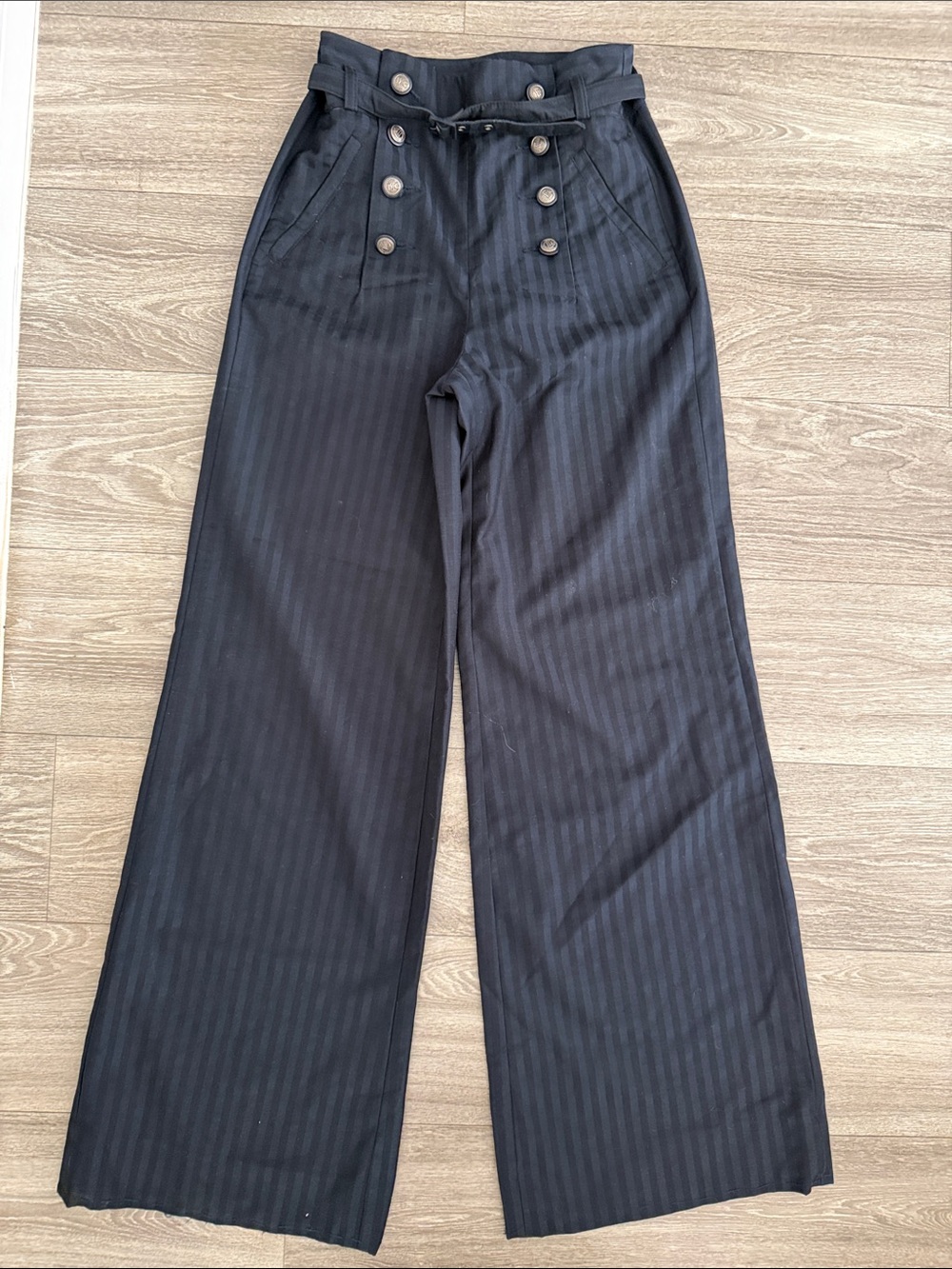 BB Dakota dark blue Pinstripe High-Waist Wide-Leg Pants